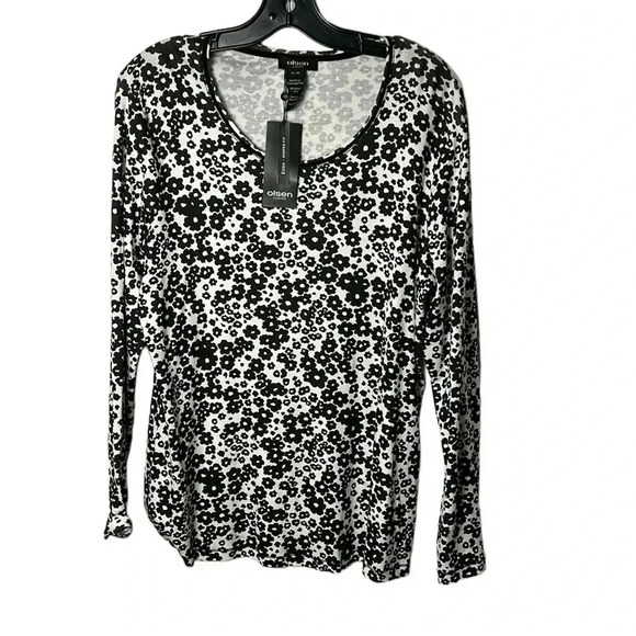 NWT  Olsen Europe XL ,100 cotton ,long sleeve , ditzy floral top. Scoop neckline - Picture 1 of 10